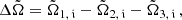 $$ \begin{aligned} \Delta \tilde{\Omega } = \tilde{\Omega }_{1,\,\mathfrak{i} } - \tilde{\Omega }_{2,\,\mathfrak{i} } - \tilde{\Omega }_{3,\,\mathfrak{i} }\,, \end{aligned} $$