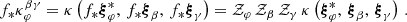 $$ \begin{aligned} f_* \kappa _{\varphi }^{\beta \gamma } = \kappa \left(f_*{\boldsymbol{\xi }}_\varphi ^*,\, f_*{\boldsymbol{\xi }}_\beta ,\, f_*{\boldsymbol{\xi }}_\gamma \right) = \mathcal{Z} _\varphi \,\mathcal{Z} _\beta \,\mathcal{Z} _\gamma \,\kappa \left({\boldsymbol{\xi }}_\varphi ^*,\, {\boldsymbol{\xi }}_\beta ,\, {\boldsymbol{\xi }}_\gamma \right) \,. \end{aligned} $$