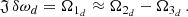 $$ \begin{aligned} \mathfrak{J} \,\delta \omega _d = \Omega _{1_d} \approx \Omega _{2_d} - \Omega _{3_d}\,. \end{aligned} $$