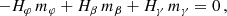 $$ \begin{aligned} -H_\varphi \, m_\varphi + H_\beta \, m_\beta + H_\gamma \, m_\gamma = 0\,, \end{aligned} $$