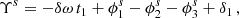 $$ \begin{aligned} \Upsilon ^s = -\delta \omega \,t_1 + \phi _1^s - \phi _2^s - \phi _3^s + \delta _1\,, \end{aligned} $$