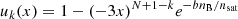 $$ \begin{aligned} u_k(x)=1-(-3x)^{N+1-k} e^{-b n_{\rm B}/n_{\rm sat}} \end{aligned} $$