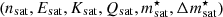 $ (n_{\rm sat}, E_{\rm sat}, K_{\rm sat}, Q_{\rm sat},m_{\rm sat}^\star,\Delta m_{\rm sat}^\star) $