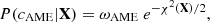 $$ \begin{aligned} P(c_{\rm AME}|\mathbf X ) = \omega _{\rm AME} \ e^{-\chi ^2(\mathbf X )/2} , \end{aligned} $$
