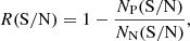 $$ \begin{aligned} R(\mathrm{S/N})=1-\frac{N_{\rm P} (\mathrm{S/N})}{N_{\rm N} (\mathrm{S/N})}, \end{aligned} $$