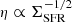 $ \eta \propto \Sigma_{\mathrm{SFR}}^{-1/2} $