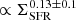 $ \propto \Sigma_{\mathrm{SFR}}^{0.13\pm0.1} $