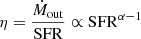 $$ \begin{aligned} \eta =\frac{\dot{M}_{\rm out}}{\mathrm{SFR}} \propto \mathrm{SFR}^{\alpha -1} \end{aligned} $$