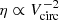 $ \eta \propto V_{\mathrm{circ}}^{-2} $