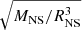 $ \sqrt{M_{\mathrm{NS}}/R_{\mathrm{NS}}^3} $