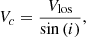 $$ \begin{aligned} V_c = \frac{V_{\mathrm{los} }}{\sin {(i)}}, \end{aligned} $$