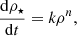 $$ \begin{aligned} \frac{\mathrm{d}\rho _{\star }}{\mathrm{d}t} = k \rho ^{n}, \end{aligned} $$