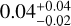 $0.04_{ - 0.02}^{ + 0.04}$