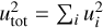 $u_{{\rm{tot}}}^2 = \sum\nolimits_i {u_i^2} $
