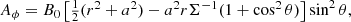 $$ \begin{aligned} A_{\phi } = B_0\left[\textstyle {\frac{1}{2}}(r^2+a^2)-a^2r\Sigma ^{-1}(1+\cos ^2\theta )\right]\sin ^2\theta , \end{aligned} $$
