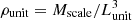 $ \rho_\mathrm{unit} = M_\mathrm{scale}/L_\mathrm{unit}^3 $