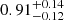 $ 0.91_{-0.12}^{+0.14} $
