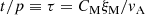 $$ \begin{aligned} t/p\equiv \tau =C_{\rm M}{\xi _{\rm M}}/v_{\rm A} \end{aligned} $$