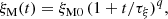 $$ \begin{aligned} {\xi _{\rm M}}(t)&={\xi _{\rm M0}}\,(1+t/\tau _\xi )^q, \end{aligned} $$