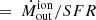 $ \;=\;\dot{{M}}^\mathrm{{ion}}_\mathrm{{out}}/SFR $