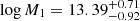 $ \log M_1=13.39^{+0.71}_{-0.92} $