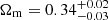 $ \Omega_{\mathrm{m}}=0.34^{+0.02}_{-0.03} $