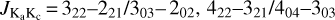 ${J_{{{\rm{K}}_{\rm{a}}}{{\rm{K}}_{\rm{c}}}}} = {3_{22}} - {2_{21}}/{3_{03}} - {2_{02}},{4_{22}} - {3_{21}}/{4_{04}} - {3_{03}}$