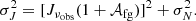 $$ \begin{aligned} \sigma _J^2 = [J_{\nu _{\rm obs}}(1+\mathcal{A} _{\rm fg})]^2 +\sigma _N^2. \end{aligned} $$