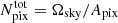 $ N_{\mathrm{pix}}^{\mathrm{tot}} = \Omega_{\mathrm{sky}}/A_{\mathrm{pix}} $