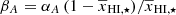 $ \beta_A=\alpha_A\,(1-\overline{x}_{\mathrm{HI},\star})/\overline{x}_{\mathrm{HI},\star} $
