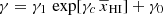 $ \gamma=\gamma_1\,\exp[\gamma_c\,\overline{x}_{\mathrm{HI}}] + \gamma_0 $