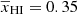 $ \overline{x}_{\mathrm{HI}}=0.35 $