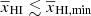 $ \overline{x}_{\mathrm{HI}}\lesssim \overline{x}_{\mathrm{HI,min}} $