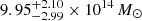 $ 9.95^{+2.10}_{-2.99}\times 10^{14}\, M_{\odot} $