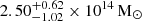 $ \rm 2.50^{+ 0.62}_{- 1.02 } \times 10^{14}\,M_{\odot} $