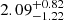 $ \rm 2.09^{+ 0.82}_{- 1.22 } $