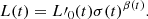 $$ \begin{aligned} L(t) = L\prime _0(t) \sigma (t)^{\beta (t)}. \end{aligned} $$
