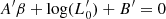 $$ \begin{aligned} A^\prime \beta + \log (L^\prime _0) + B^\prime = 0 \end{aligned} $$
