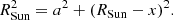 $$ \begin{aligned}&R_{\rm Sun}^2 = a^2 + (R_{\rm Sun} - x)^2 . \end{aligned} $$