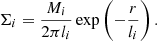 $$ \begin{aligned} \Sigma _i = \frac{M_i}{2\pi l_i} \exp \left(- \frac{r}{l_i} \right). \end{aligned} $$