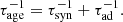 $$ \begin{aligned} \tau _{\rm age}^{-1} = \tau _{\rm syn}^{-1}+\tau _{\rm ad}^{-1}. \end{aligned} $$