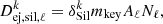 $$ \begin{aligned} D_{\mathrm{ej,sil},\ell }^k=\delta _{\rm Sil}^k m_{\rm key} A_\ell N_\ell , \end{aligned} $$