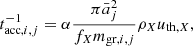 $$ \begin{aligned} t_{\mathrm{acc},i,j}^{-1}= \alpha \frac{\pi \bar{a}_j^2}{f_{X}m_{\mathrm{gr},i,j}} \rho _{X} u_{\mathrm{th},X}, \end{aligned} $$