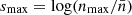 $ s_{\mathrm{max}}=\log(n_{\mathrm{max}}/\bar n) $