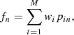 $$ \begin{aligned} f_n=\sum _{i=1}^M w_ip_{in}, \end{aligned} $$