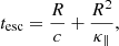$$ \begin{aligned} t_{\rm esc} = \frac{R}{c} + \frac{R^2}{\kappa _\parallel }, \end{aligned} $$
