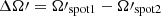 $ \Delta \Omega\prime=\Omega\prime_{\mathrm{spot1}}-\Omega\prime_{\mathrm{spot2}} $
