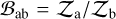 ${{\cal B}_{{\rm{ab}}}} = {Z_{\rm{a}}}/{Z_{\rm{b}}}$