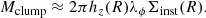 $$ \begin{aligned} M_{\rm clump}\approx 2\pi h_z(R) \lambda _\phi \Sigma _{\rm inst}(R). \end{aligned} $$