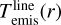 $T_{{\rm{emis}}}^{{\rm{line}}}(r)$